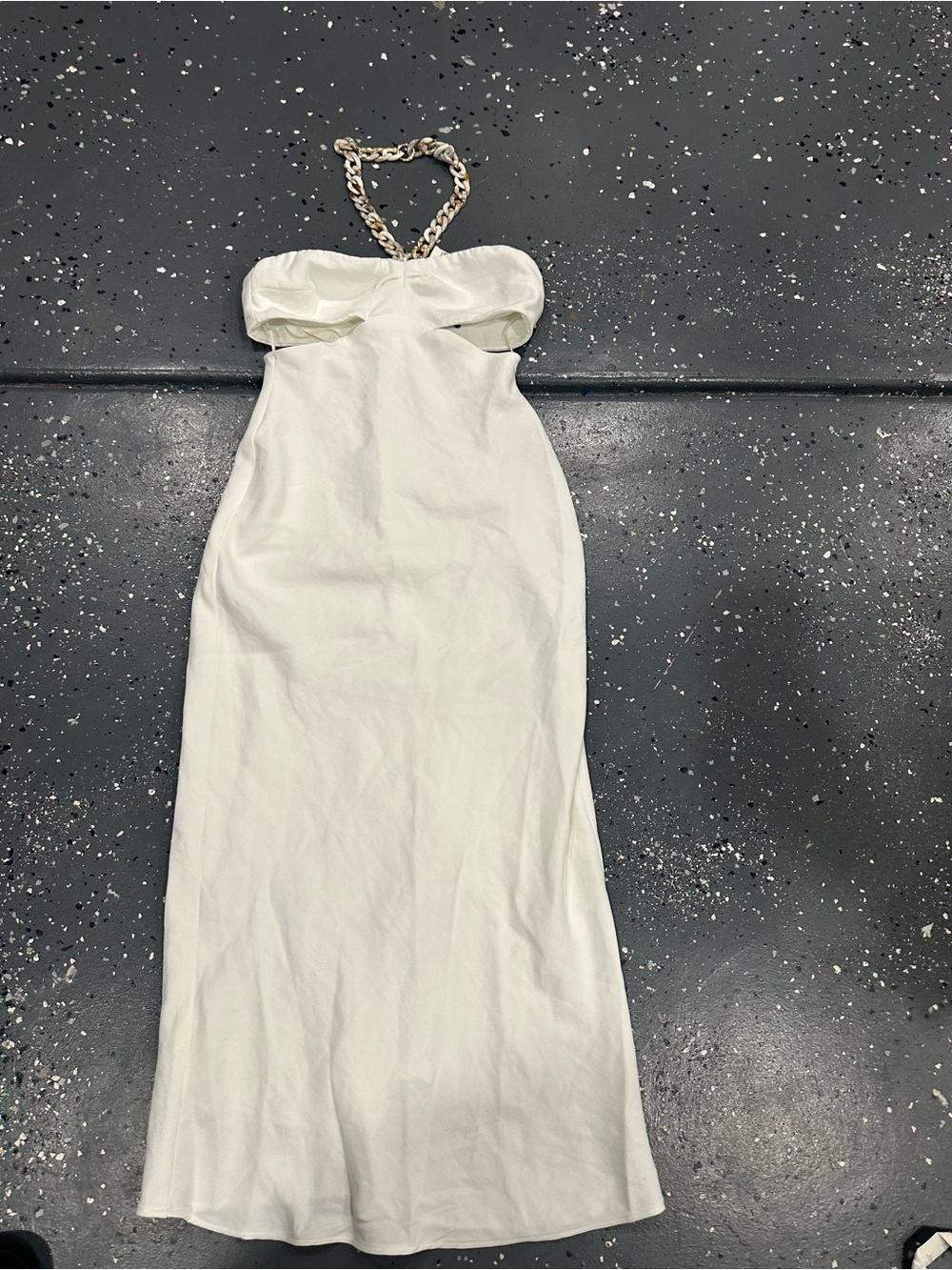 Zara Cream Strapless Mini Dress with Chain Detail